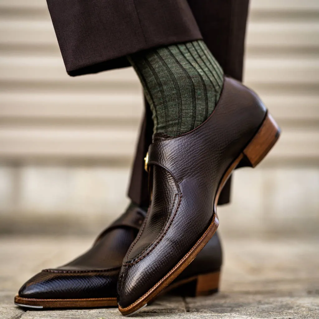 Olive Merino Wool Over the Calf Dress Socks sold by Boardroom Socks product image thumbnail 2