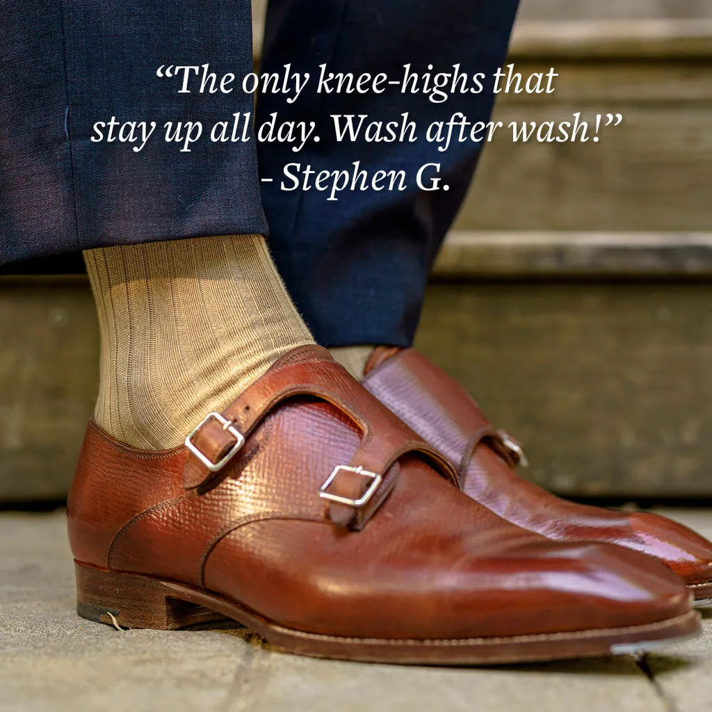 Khaki Cotton Over the Calf Dress Socks sold by Boardroom Socks product image thumbnail 5