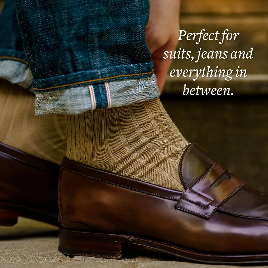 Khaki Cotton Over the Calf Dress Socks sold by Boardroom Socks product image thumbnail 4