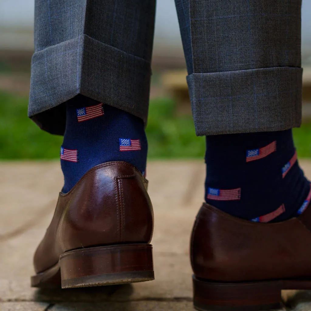 American Flag Navy Cotton Over the Calf Dress Socks sold by Boardroom Socks product image thumbnail 4