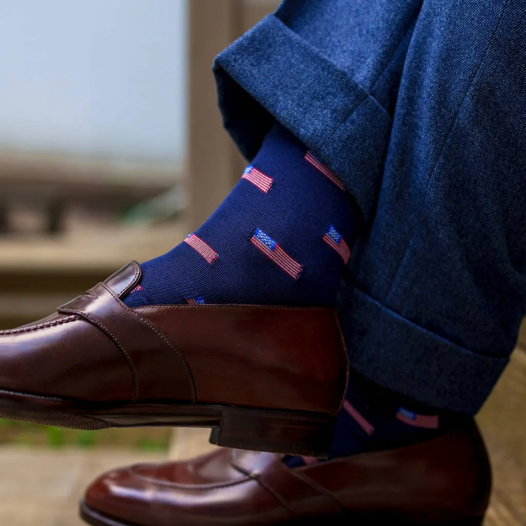 American Flag Navy Cotton Over the Calf Dress Socks sold by Boardroom Socks product image thumbnail 2