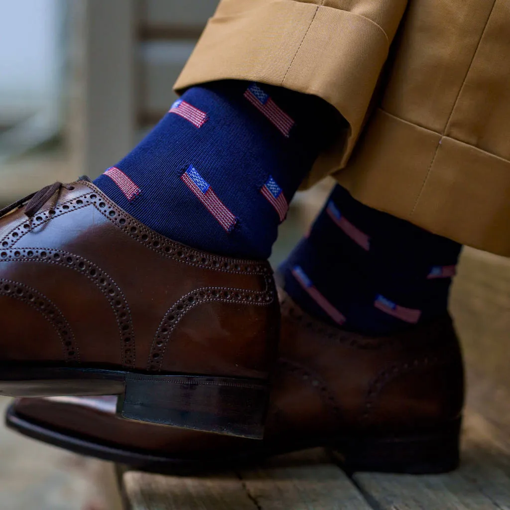 American Flag Navy Cotton Over the Calf Dress Socks sold by Boardroom Socks product image thumbnail 3