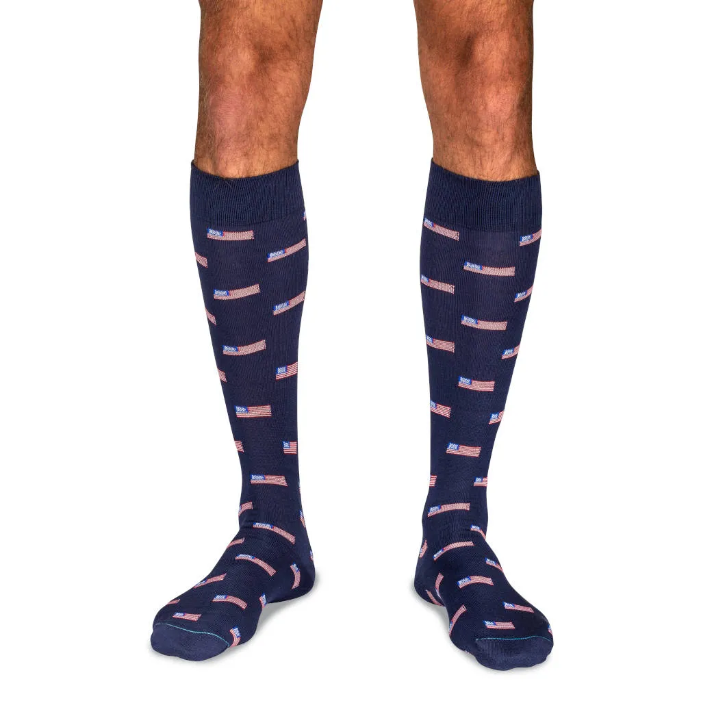 American Flag Navy Cotton Over the Calf Dress Socks sold by Boardroom Socks