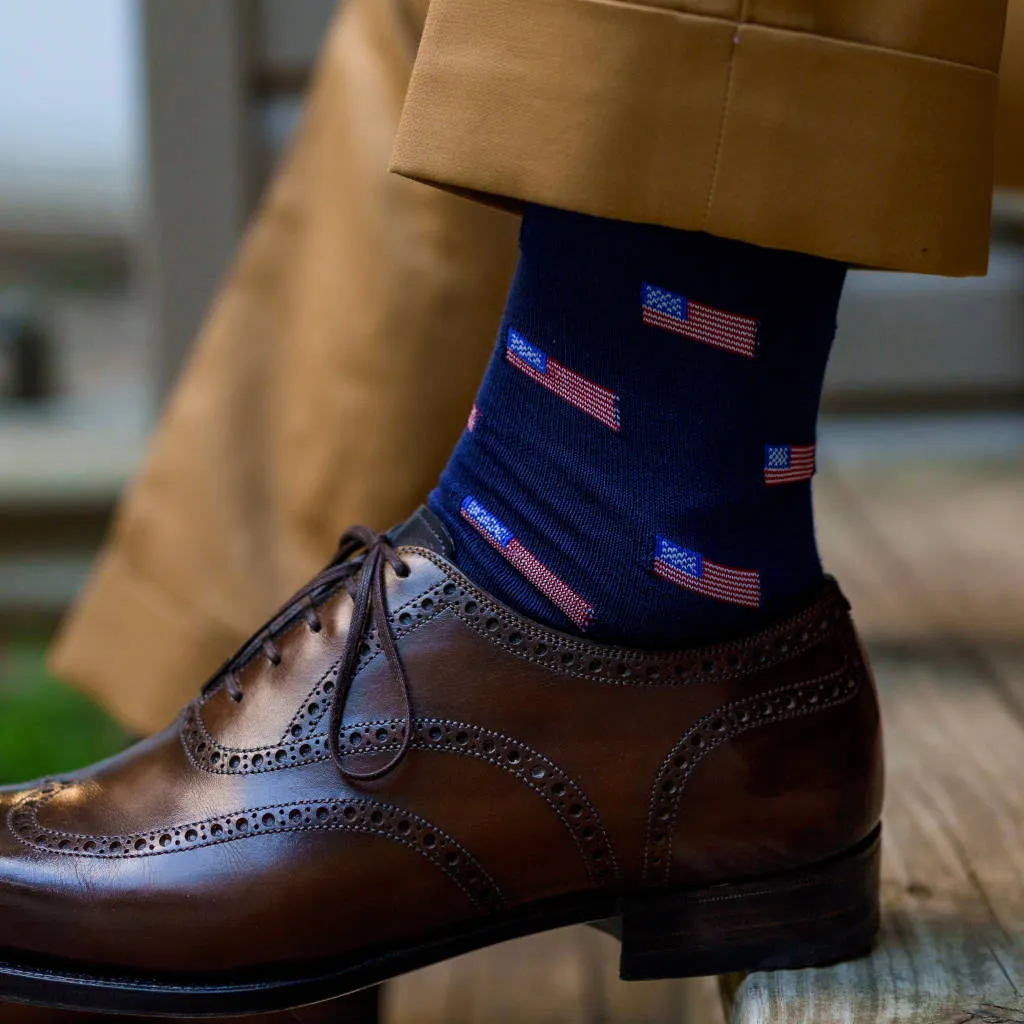 American Flag Navy Cotton Over the Calf Dress Socks sold by Boardroom Socks product image thumbnail 5