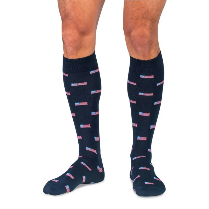 American Flag Navy Merino Wool Over the Calf Dress Socks sold by Boardroom Socks
