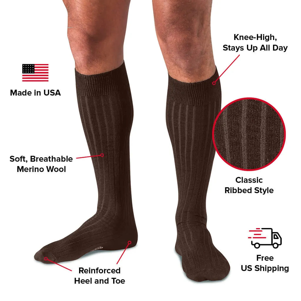 Brown Merino Wool Over the Calf Dress Socks sold by Boardroom Socks product image thumbnail 3