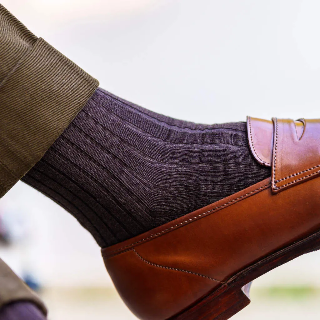 Brown Merino Wool Over the Calf Dress Socks sold by Boardroom Socks product image thumbnail 2