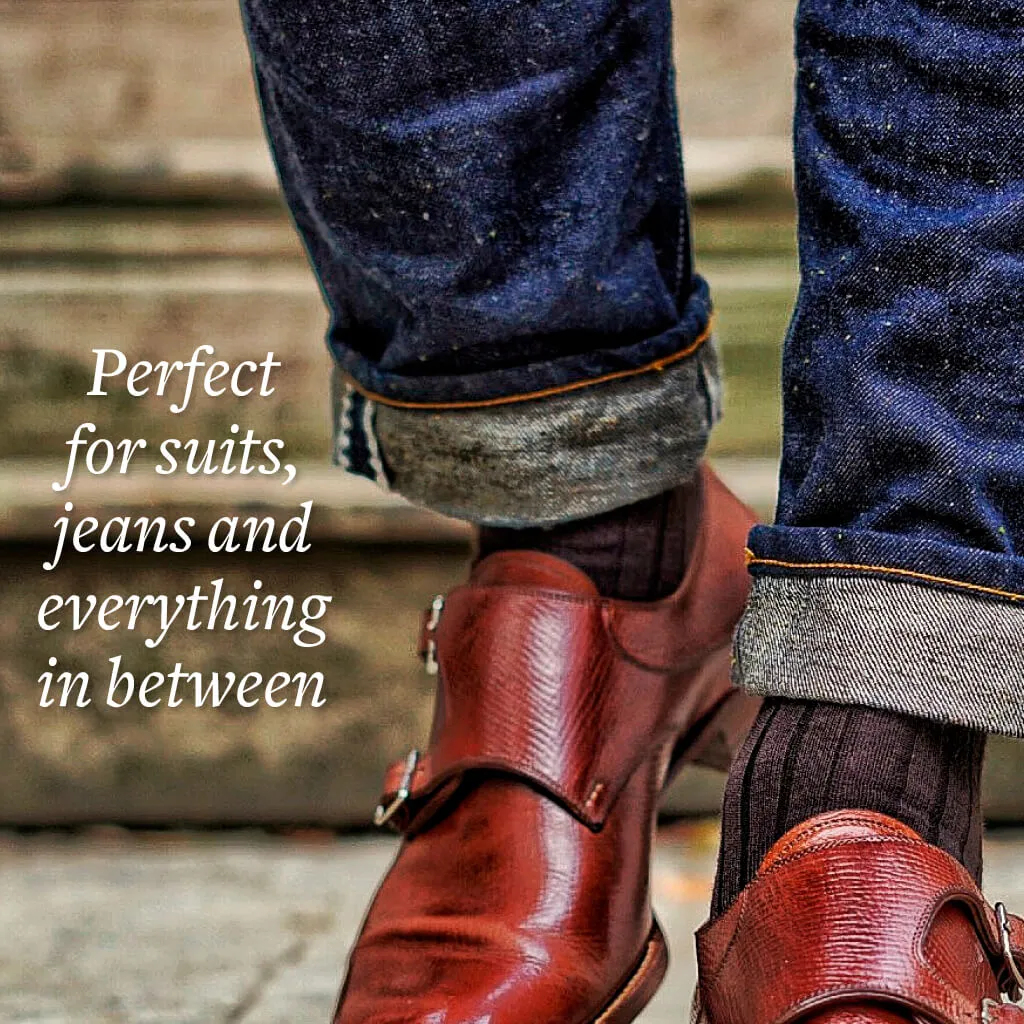 Brown Merino Wool Over the Calf Dress Socks sold by Boardroom Socks product image thumbnail 5