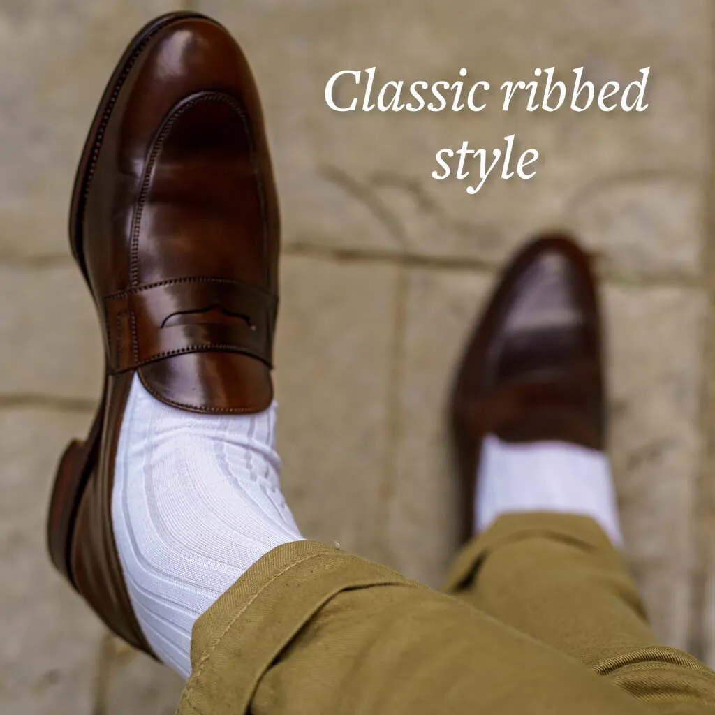 White Cotton Mid Calf Dress Socks sold by Boardroom Socks product image thumbnail 4