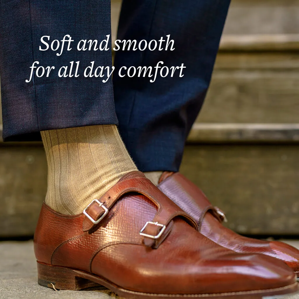 Khaki Cotton Mid Calf Dress Socks sold by Boardroom Socks product image thumbnail 4