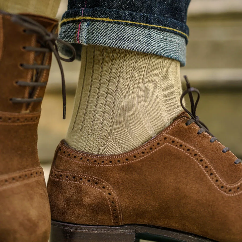 Khaki Cotton Mid Calf Dress Socks sold by Boardroom Socks product image thumbnail 2