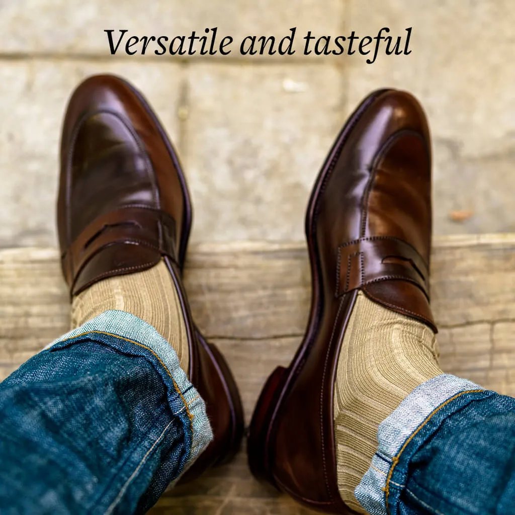 Khaki Cotton Mid Calf Dress Socks sold by Boardroom Socks product image thumbnail 5