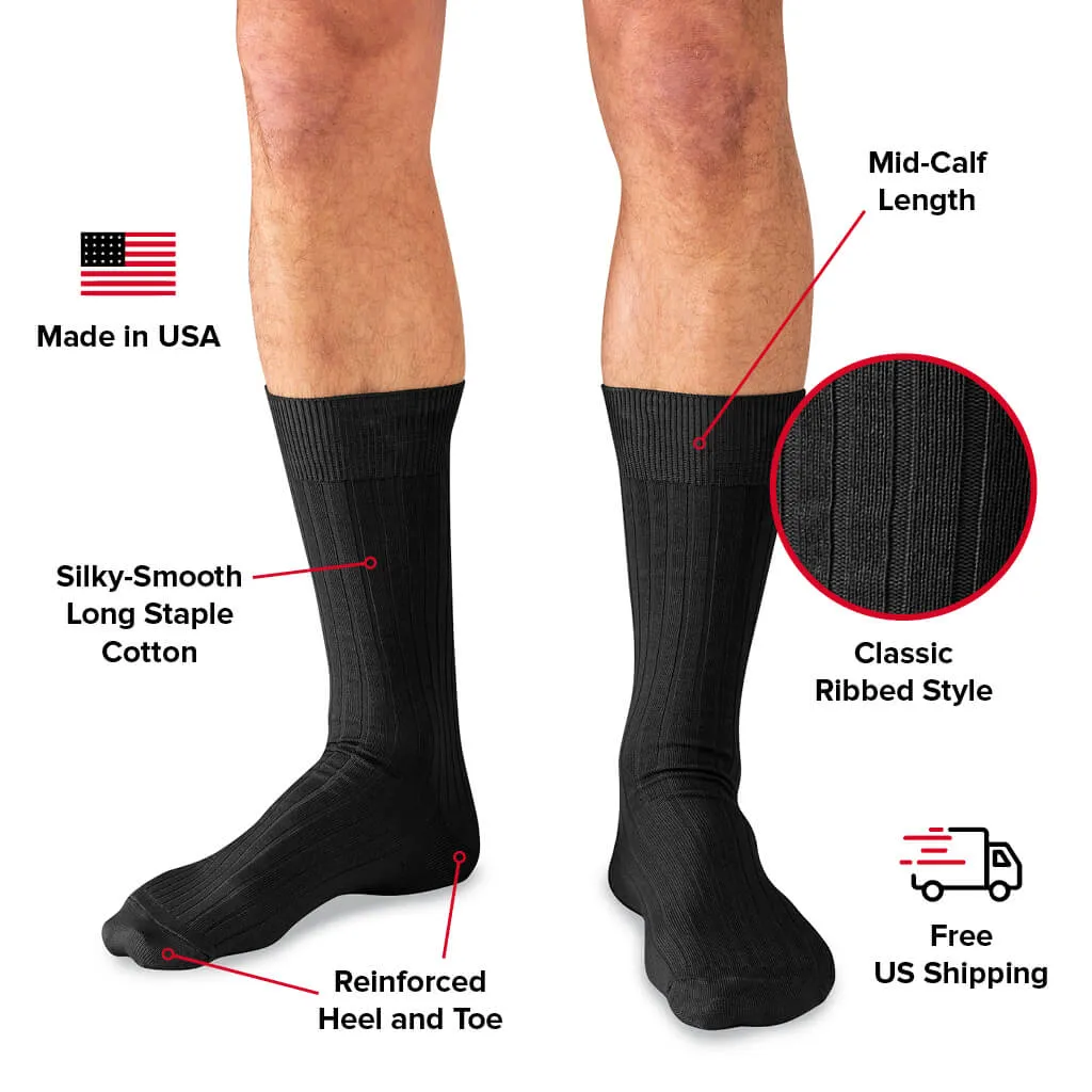 Black Cotton Mid Calf Dress Socks sold by Boardroom Socks product image thumbnail 3