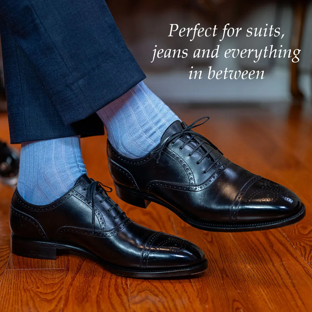 Sky Blue Merino Wool Over the Calf Dress Socks sold by Boardroom Socks product image thumbnail 4