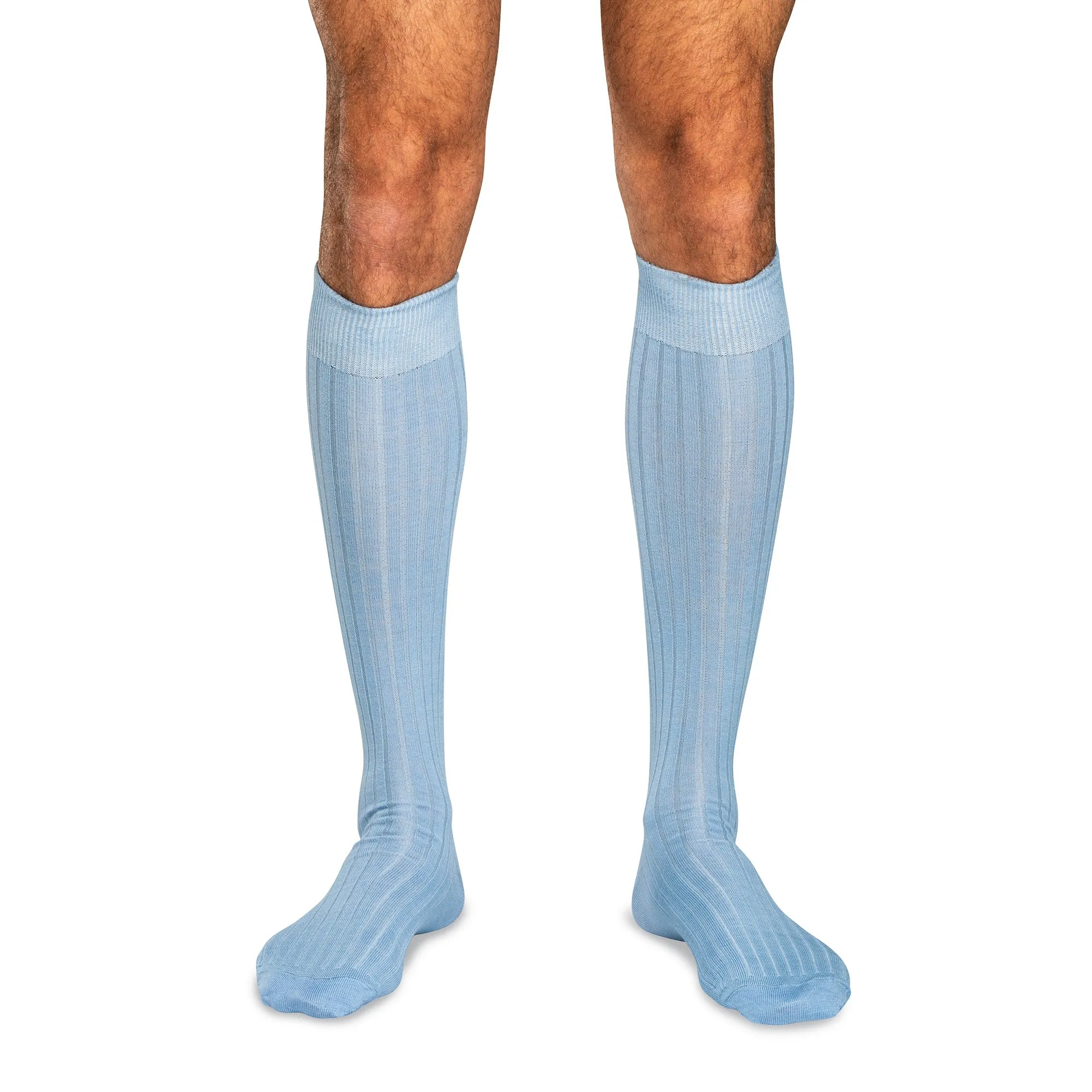 Sky Blue Merino Wool Over the Calf Dress Socks sold by Boardroom Socks