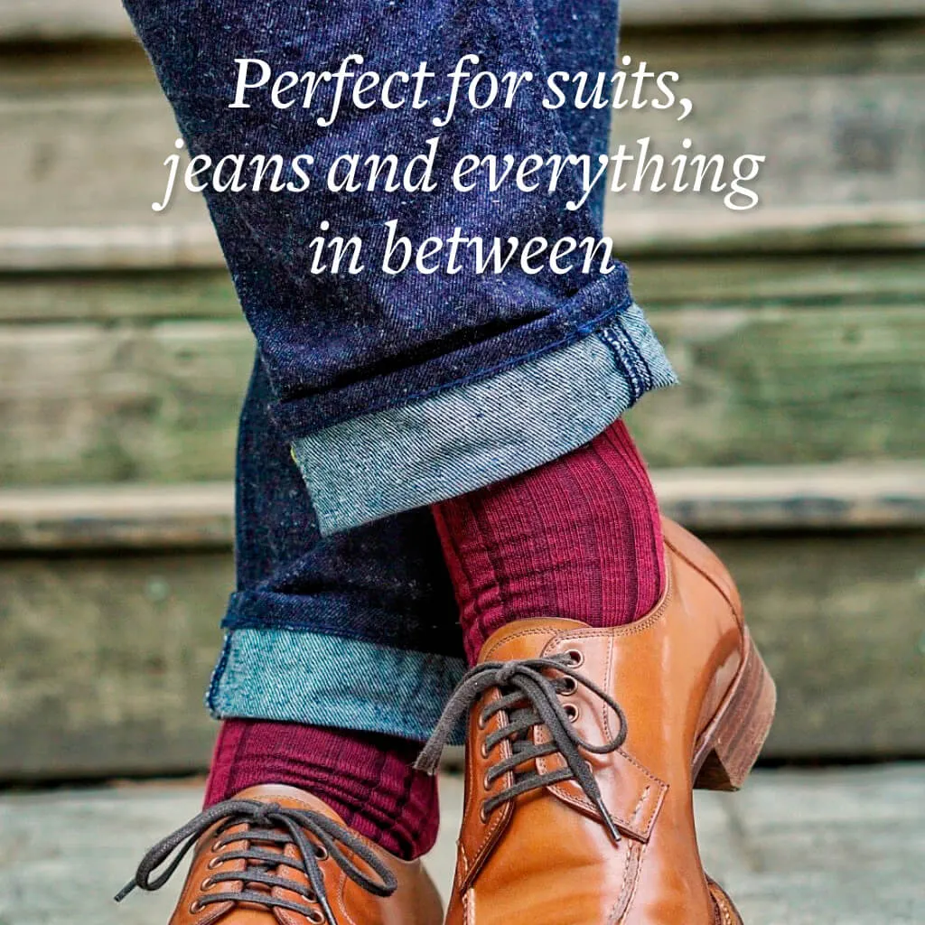 Burgundy Merino Wool Mid Calf Dress Socks sold by Boardroom Socks product image thumbnail 4