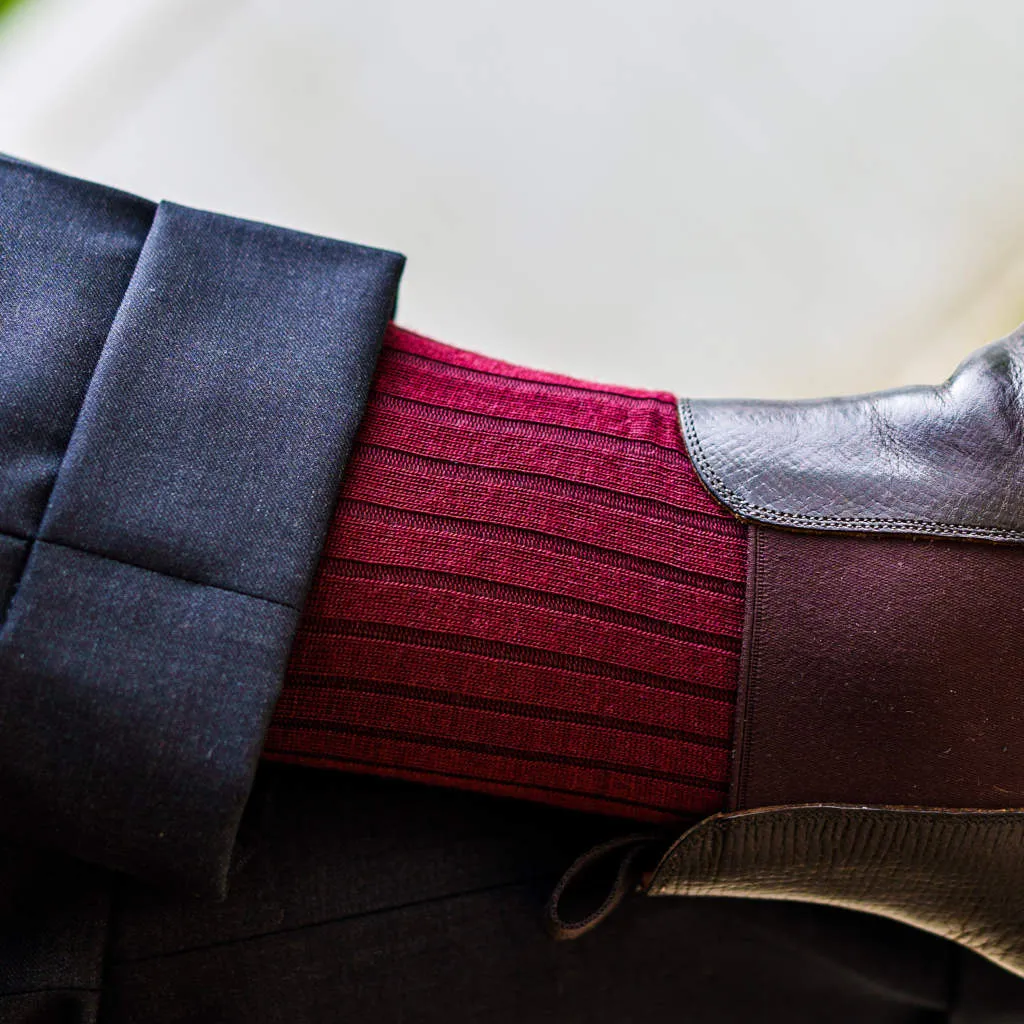 Burgundy Merino Wool Mid Calf Dress Socks sold by Boardroom Socks product image thumbnail 2