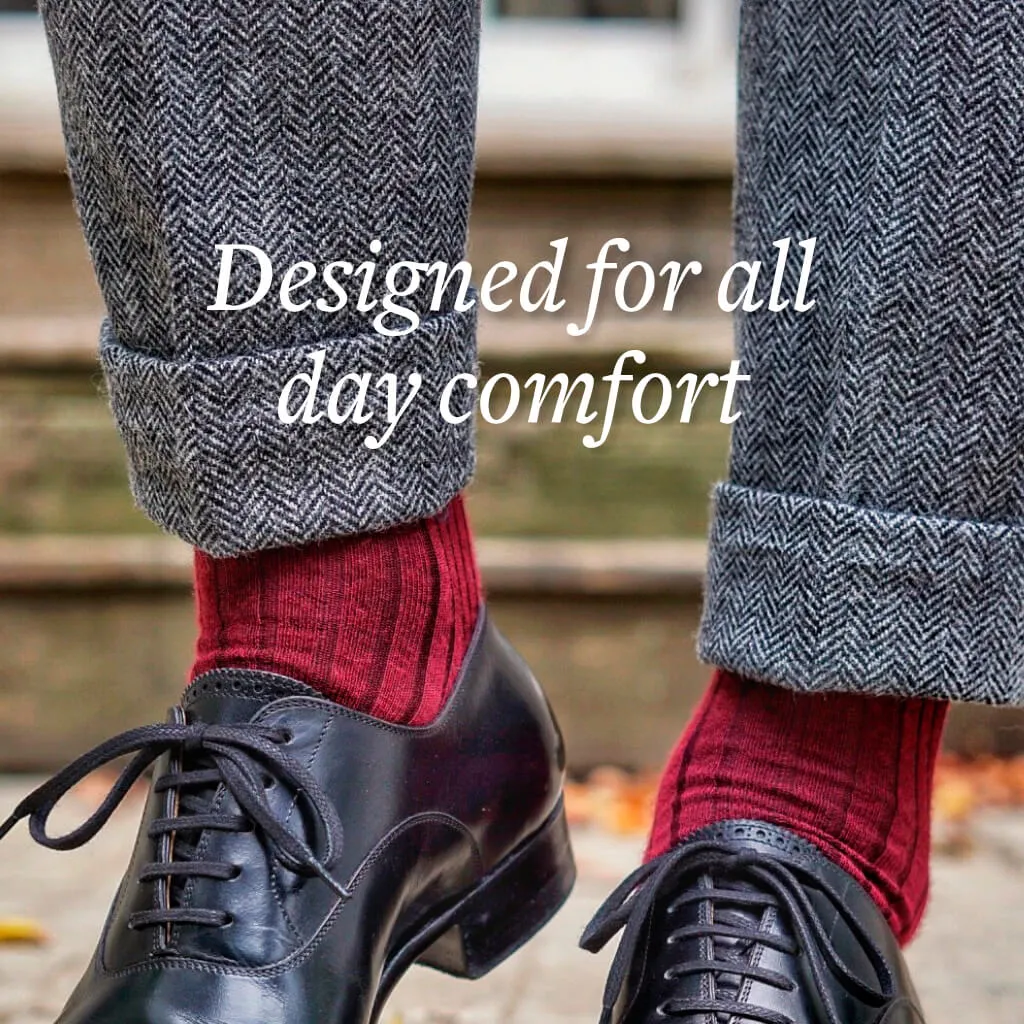 Burgundy Merino Wool Mid Calf Dress Socks sold by Boardroom Socks product image thumbnail 5