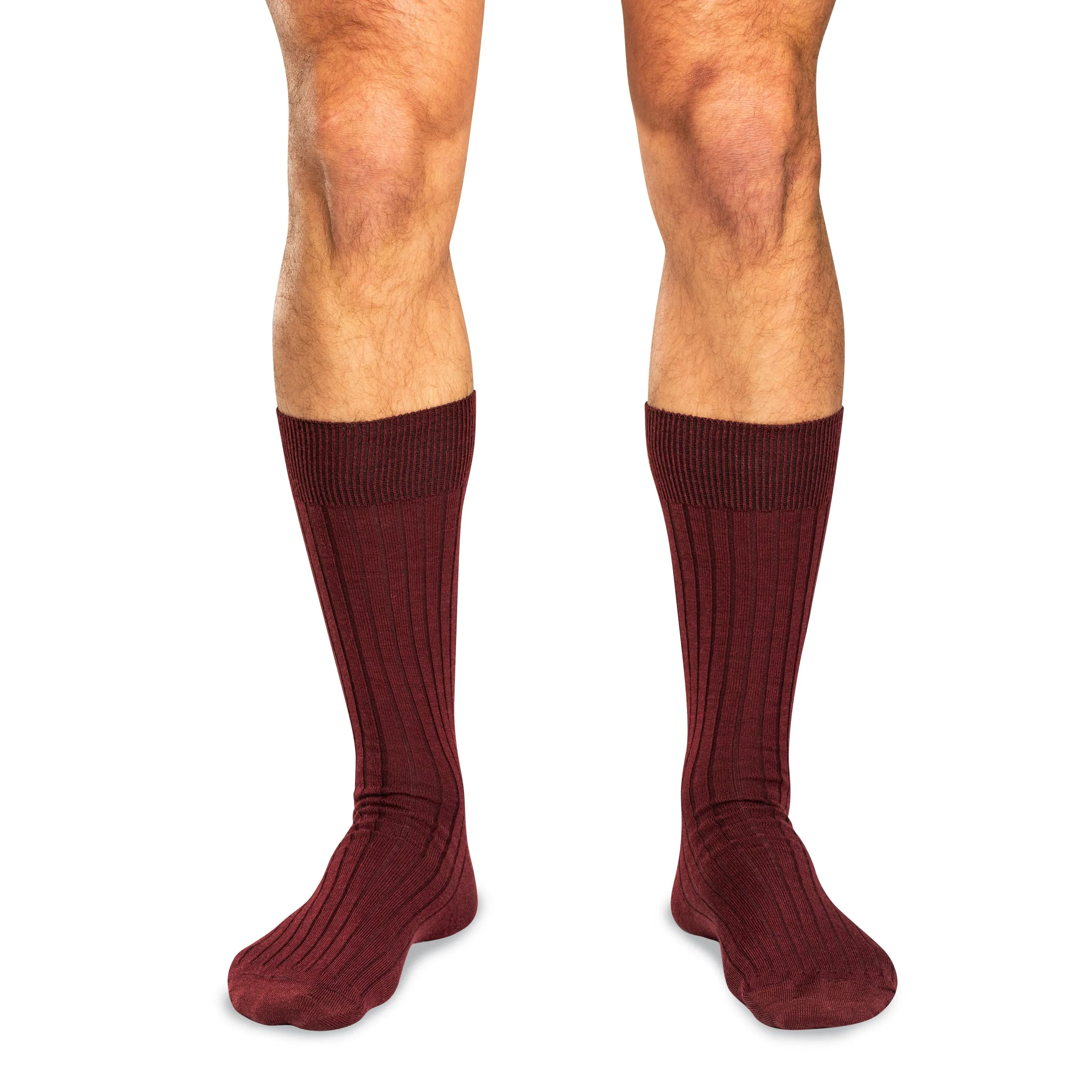 Burgundy Merino Wool Mid Calf Dress Socks sold by Boardroom Socks
