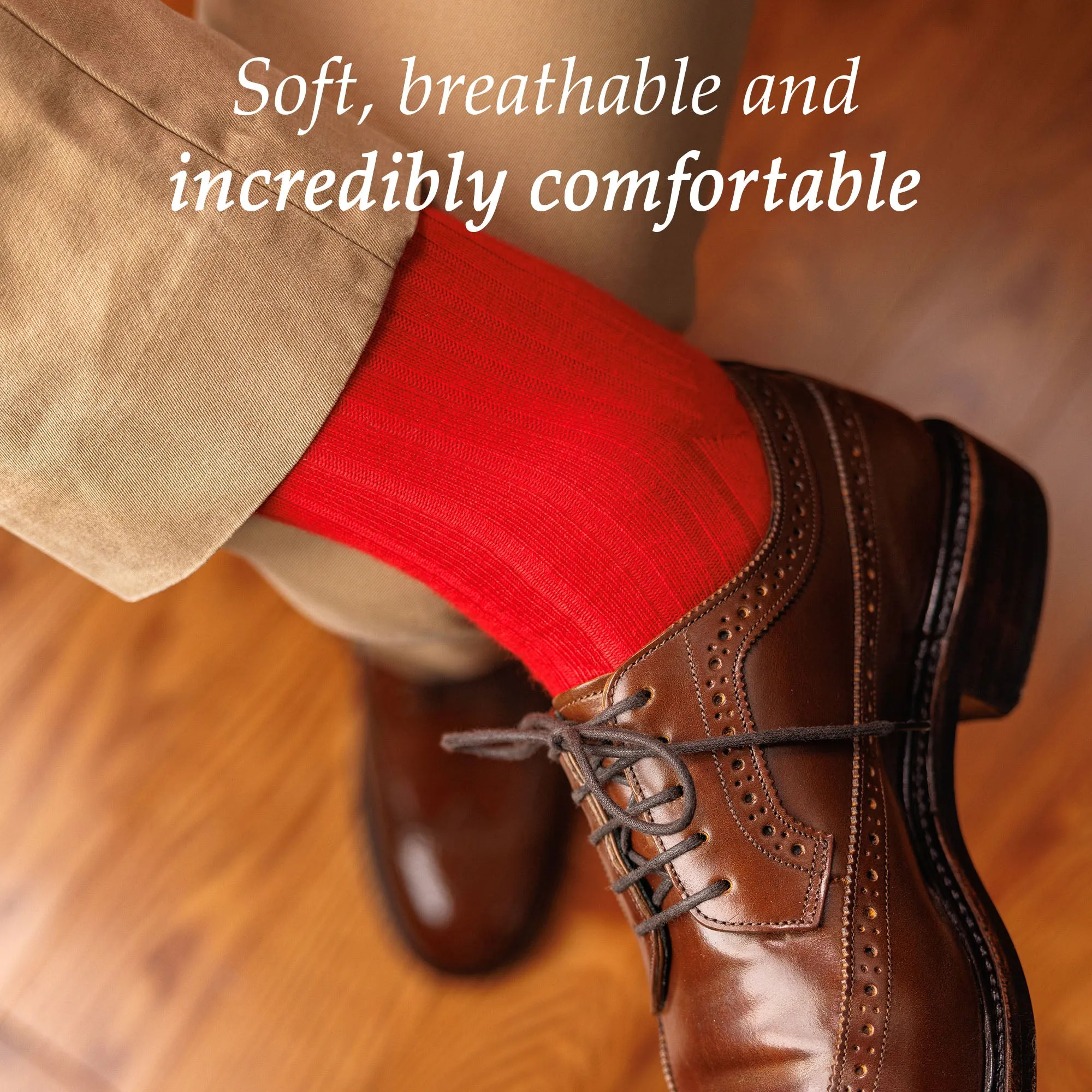 Red Cotton Over the Calf Dress Socks sold by Boardroom Socks product image thumbnail 4