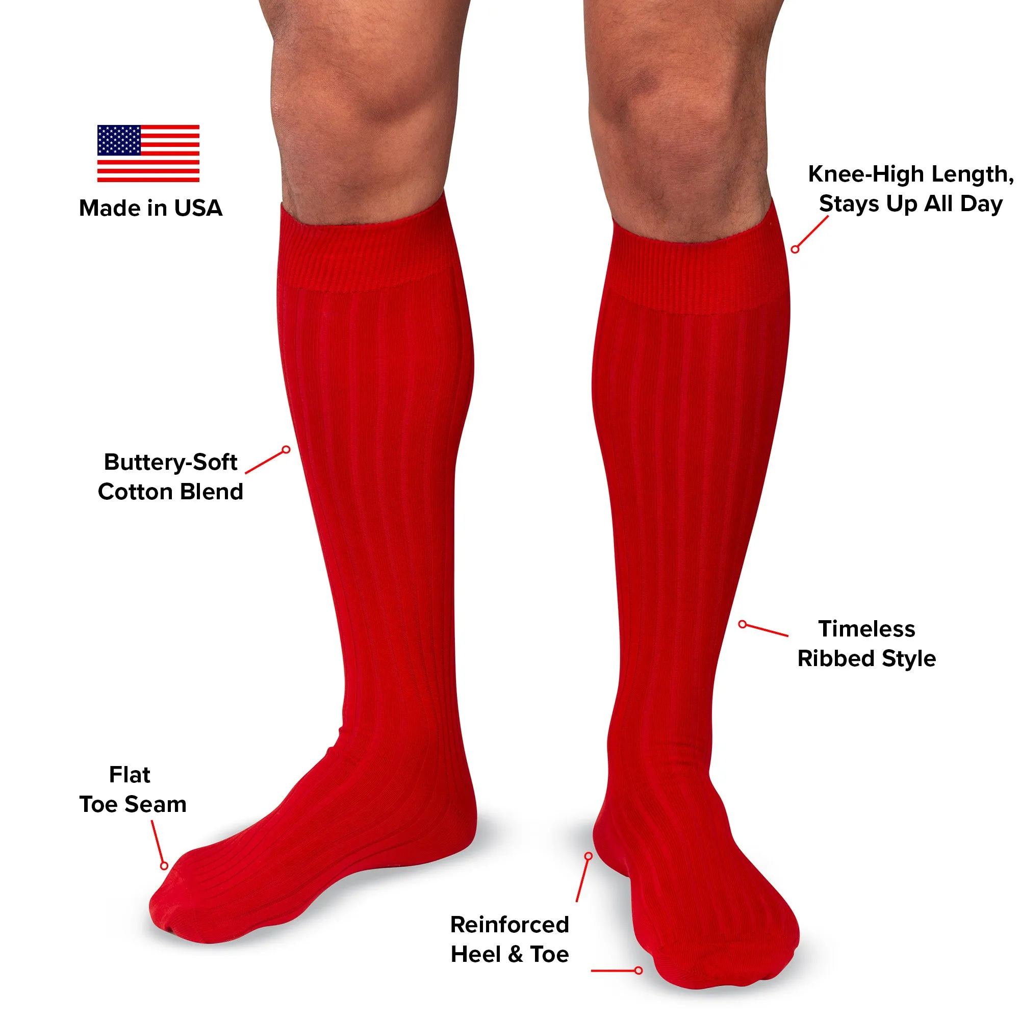 Red Cotton Over the Calf Dress Socks sold by Boardroom Socks product image thumbnail 3