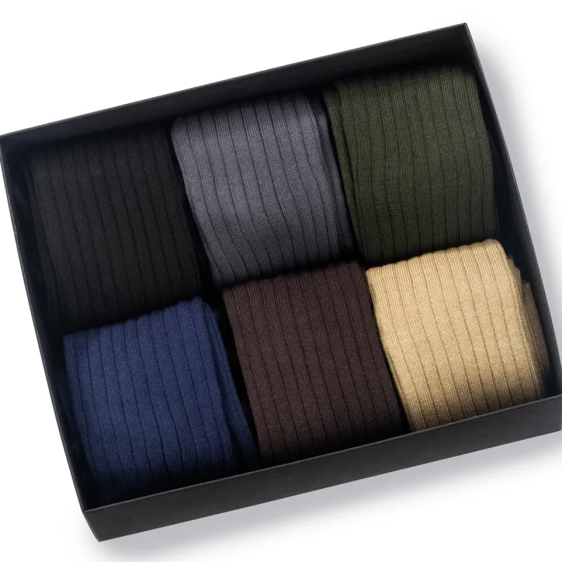 Cotton Mid-Calf Dress Socks - 6 Pair Gift Box sold by Boardroom Socks