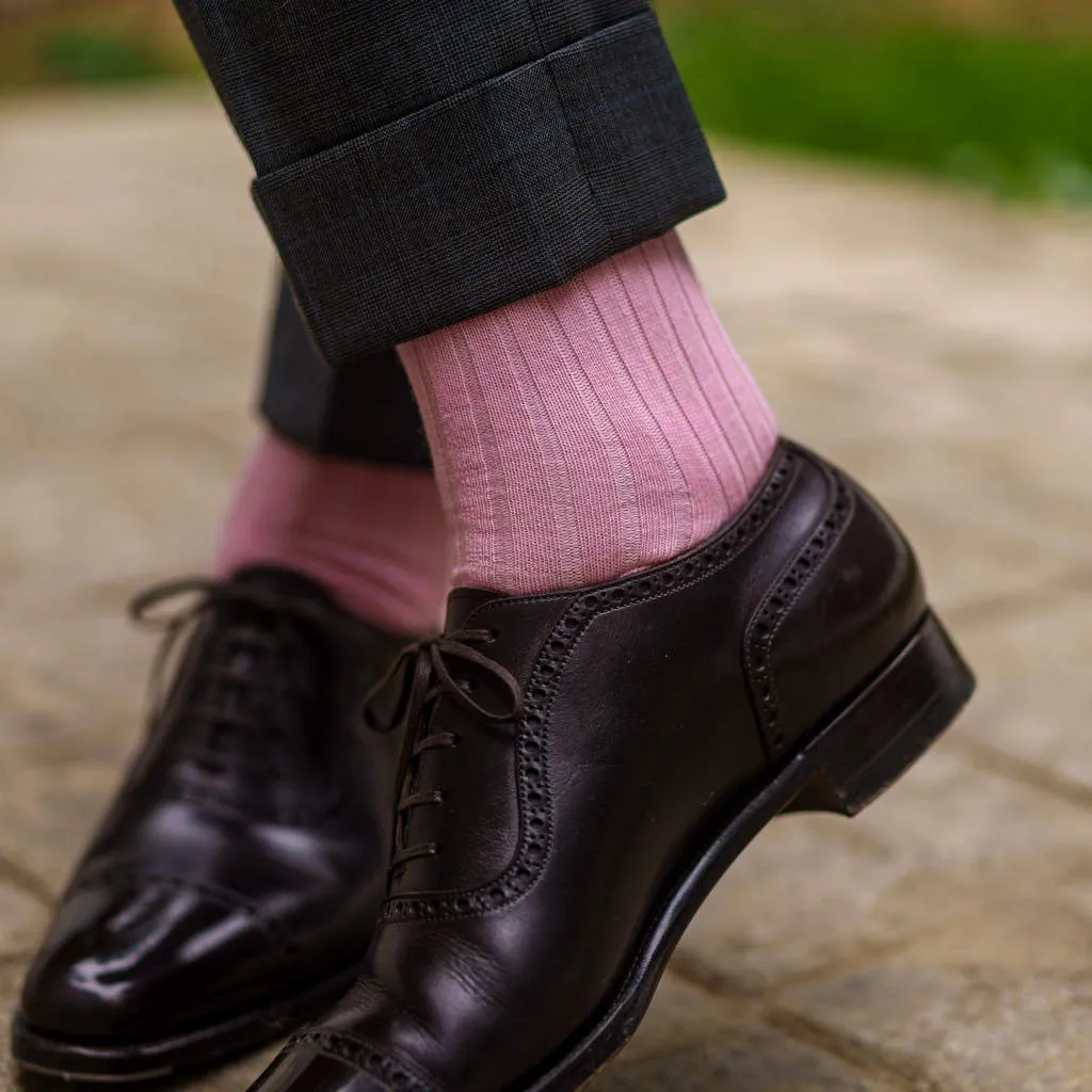 Pink Merino Wool Mid Calf Dress Socks sold by Boardroom Socks product image thumbnail 3