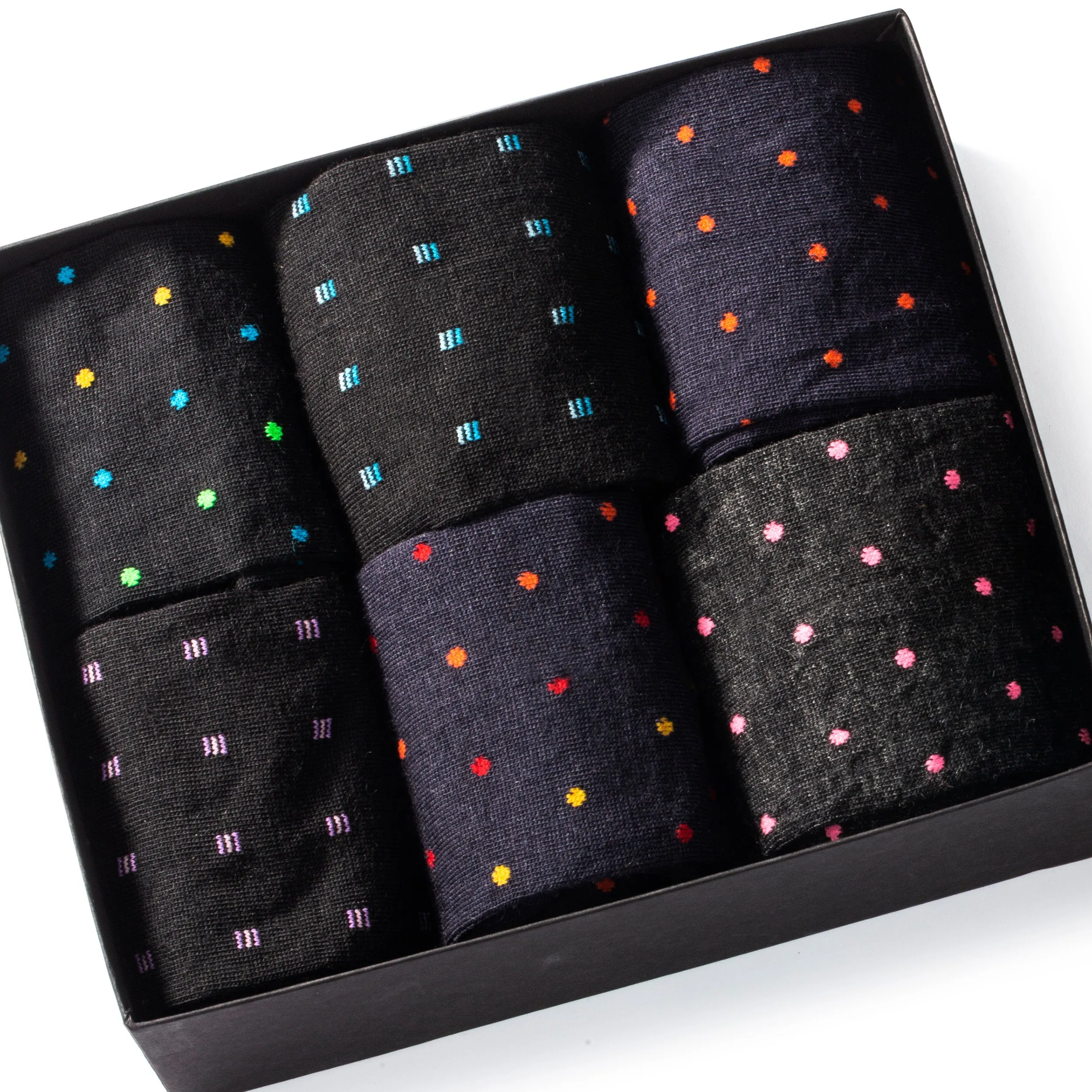 Merino Wool Over the Calf Patterned Dress Socks - 6 Pair Gift Box sold by Boardroom Socks