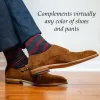 Burgundy Stripes on Charcoal Merino Wool Mid Calf sold by Boardroom Socks