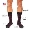 Burgundy Stripes on Charcoal Merino Wool Mid Calf sold by Boardroom Socks