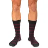 Burgundy Stripes on Charcoal Merino Wool Mid Calf sold by Boardroom Socks