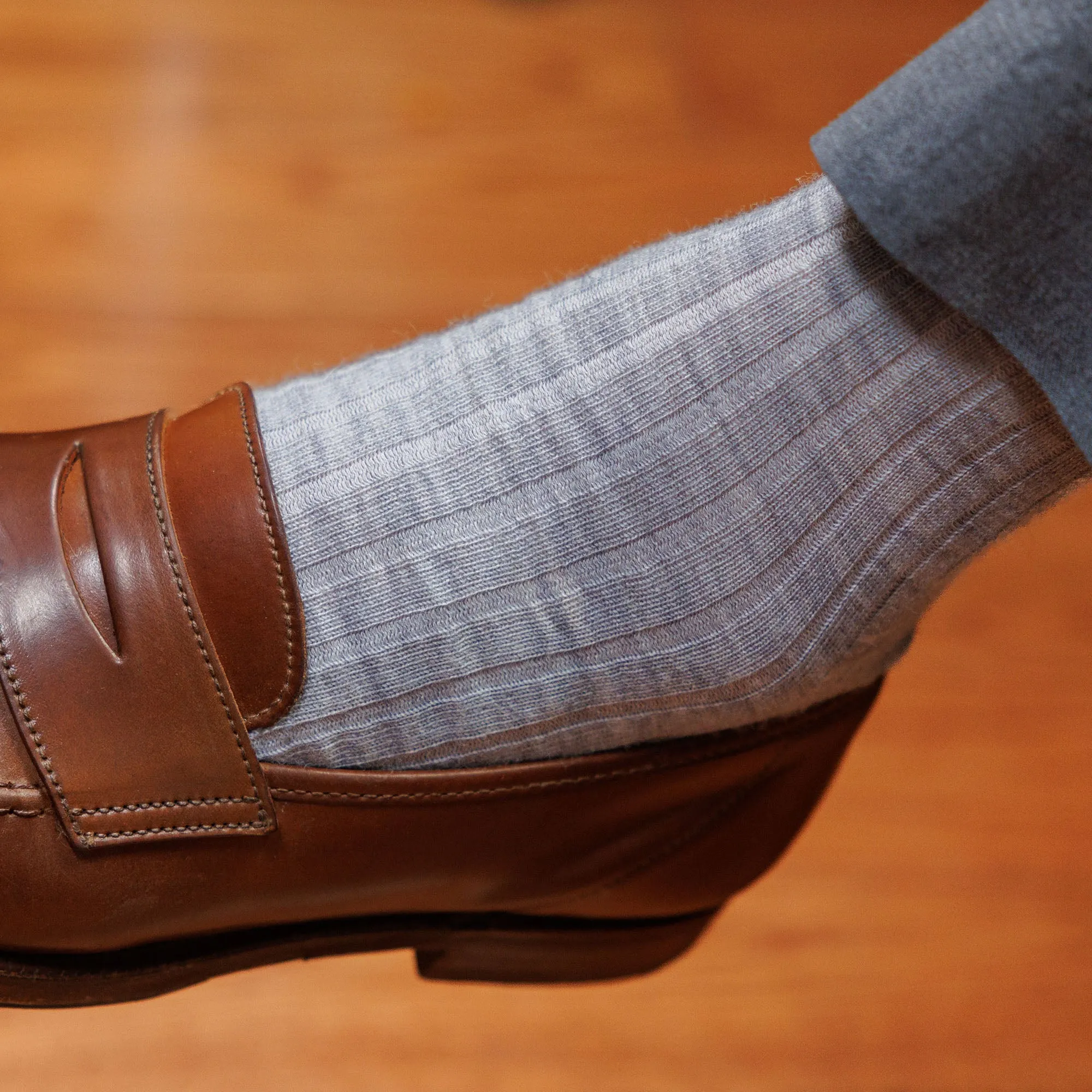 Light Grey Heather Merino Wool Mid Calf Dress Socks sold by Boardroom Socks product image thumbnail 2