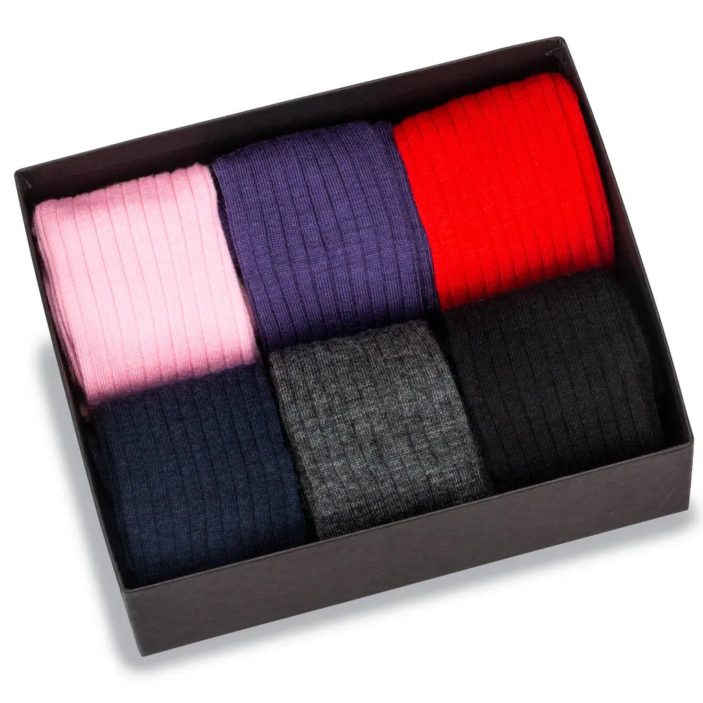 Merino Wool Over the Calf Dress Socks - 6 Pair Gift Box sold by Boardroom Socks