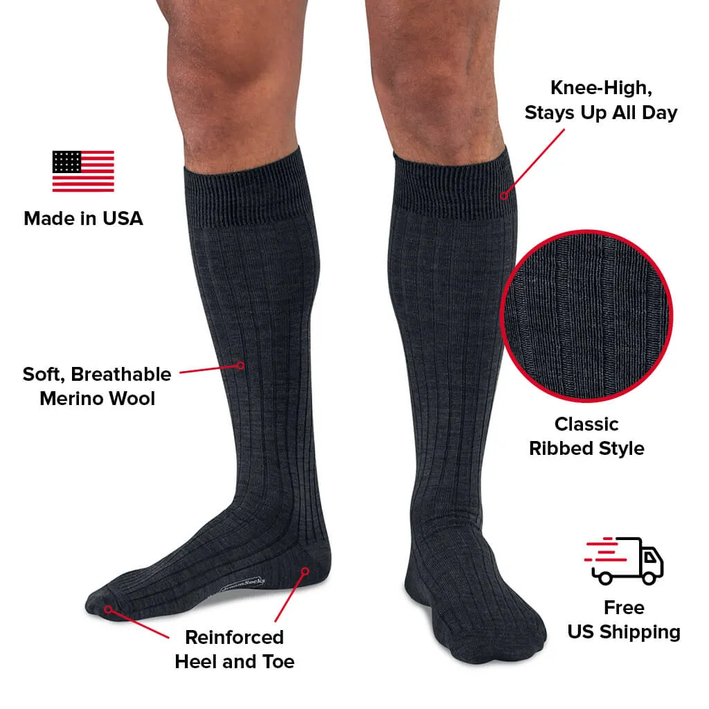 Charcoal Merino Wool Over the Calf Dress Socks sold by Boardroom Socks product image thumbnail 3
