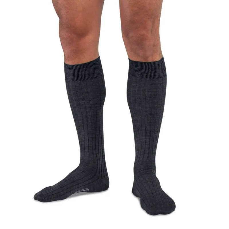 Charcoal Merino Wool Over the Calf Dress Socks sold by Boardroom Socks