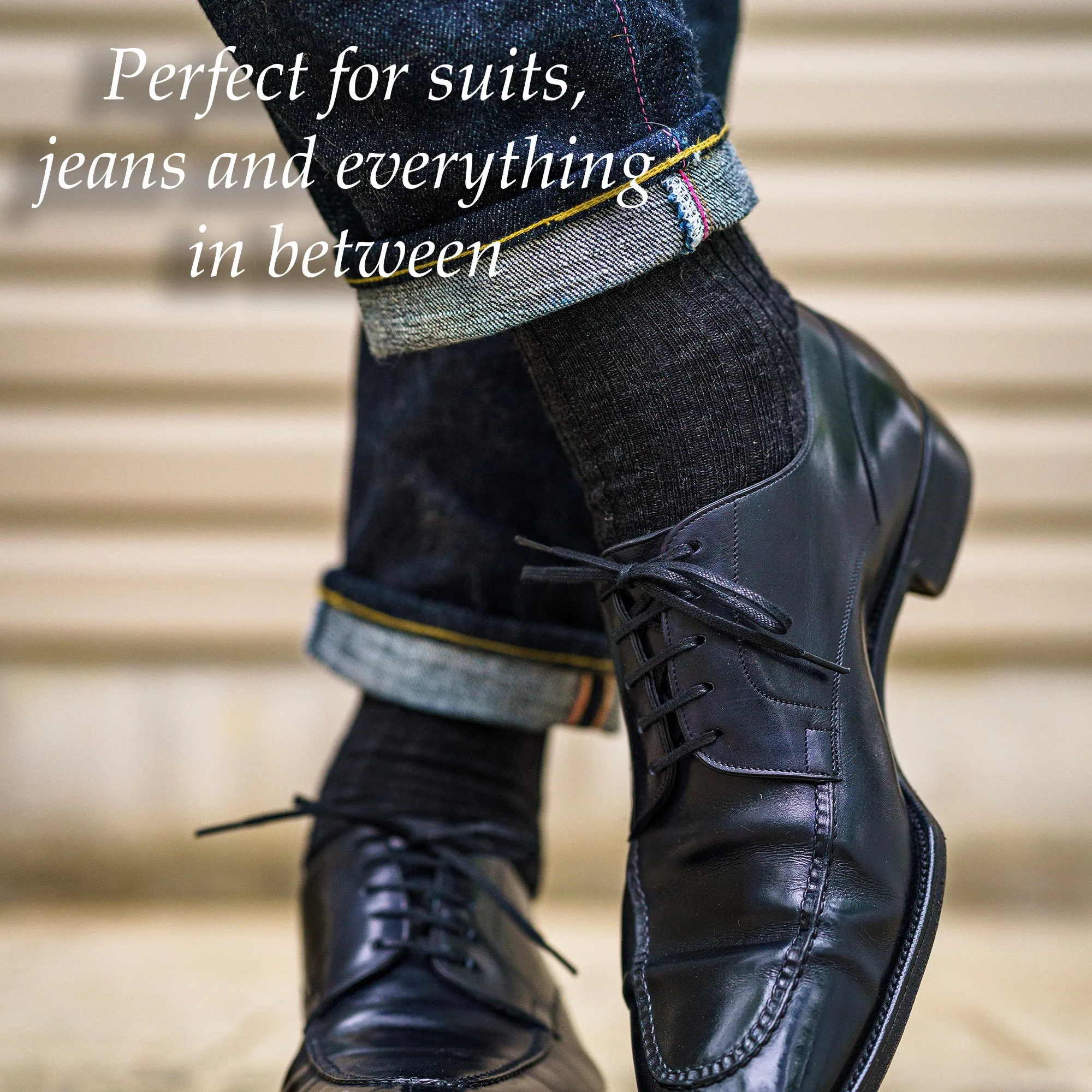 Charcoal Merino Wool Over the Calf Dress Socks sold by Boardroom Socks product image thumbnail 5