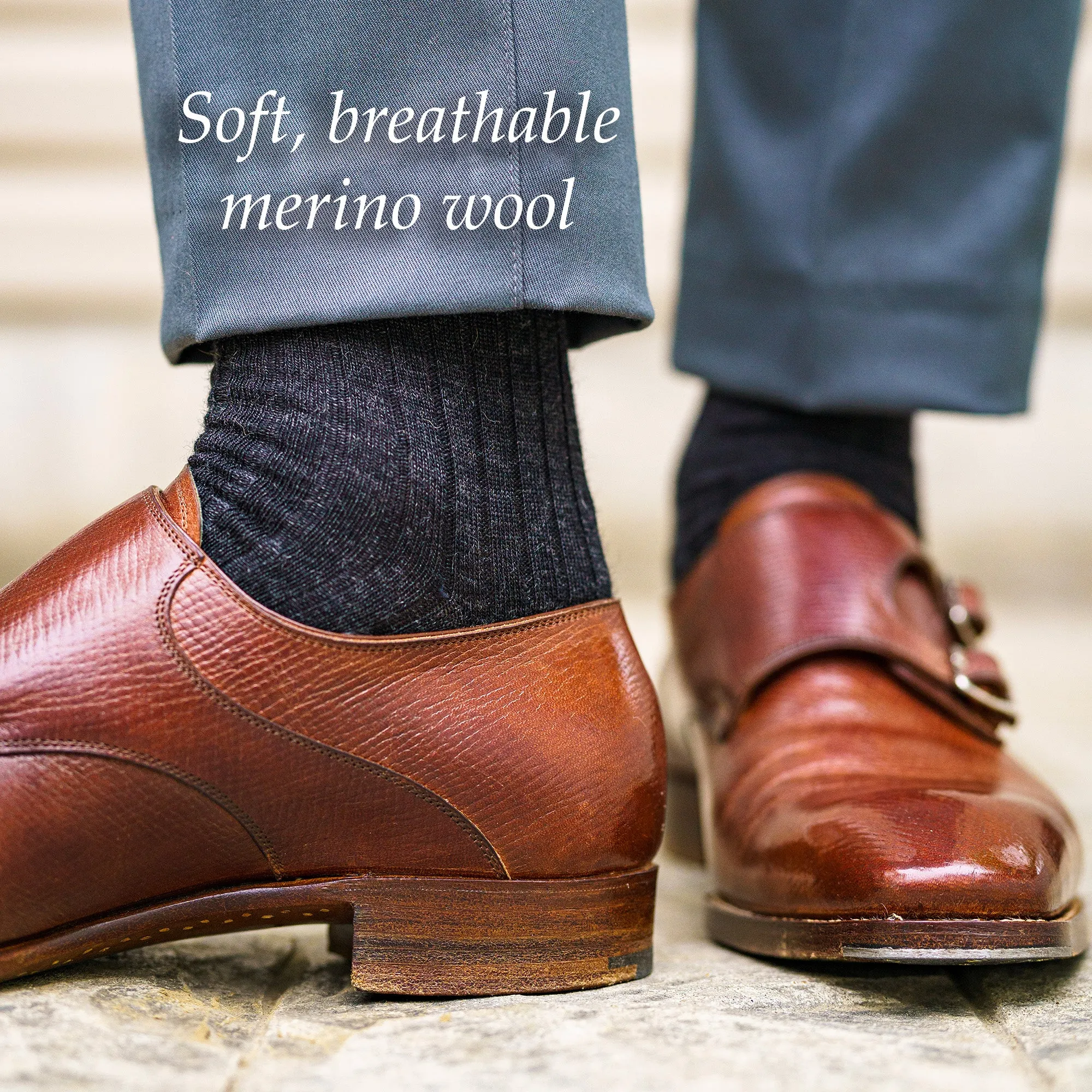 Charcoal Merino Wool Over the Calf Dress Socks sold by Boardroom Socks product image thumbnail 4