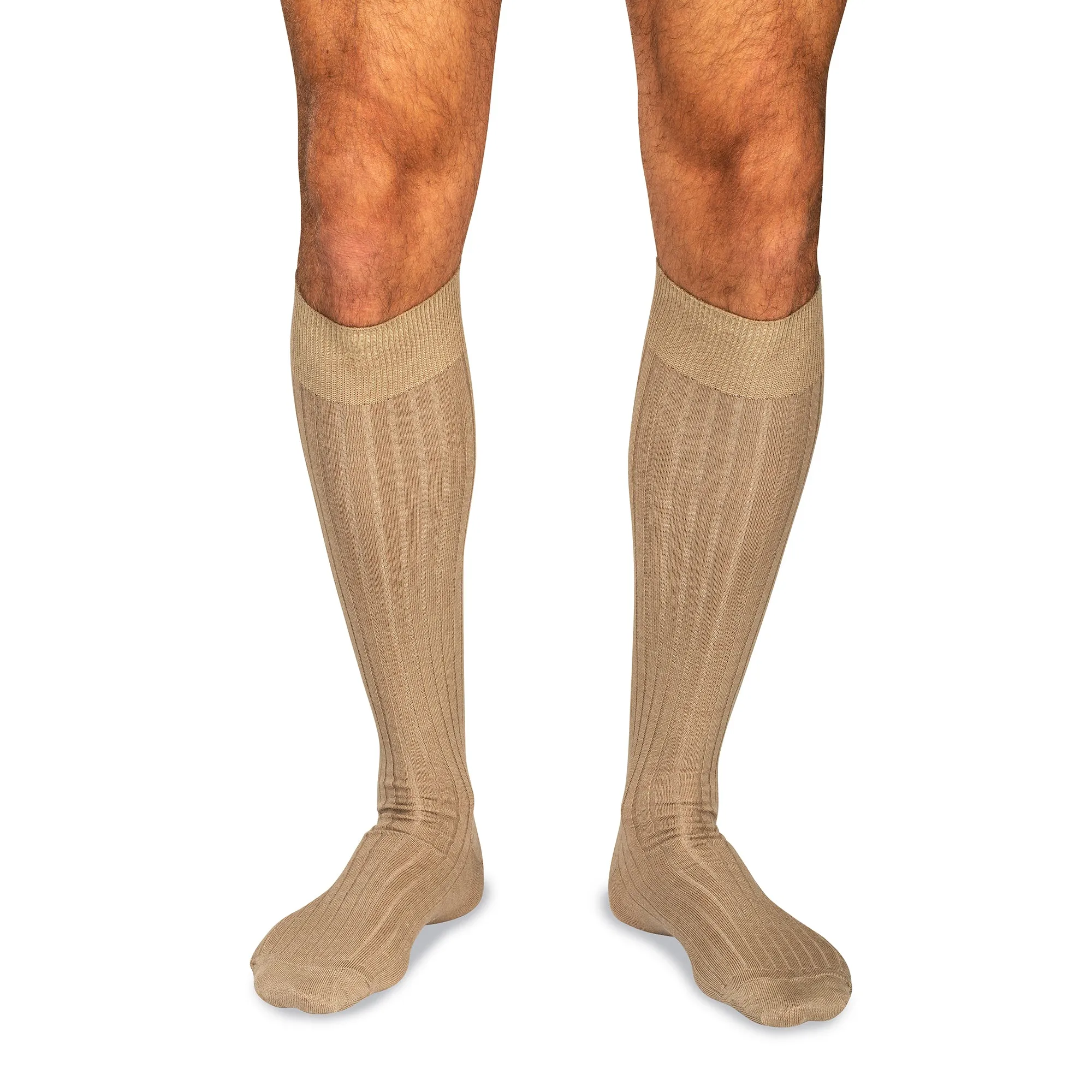 Khaki Merino Wool Over the Calf Dress Socks sold by Boardroom Socks