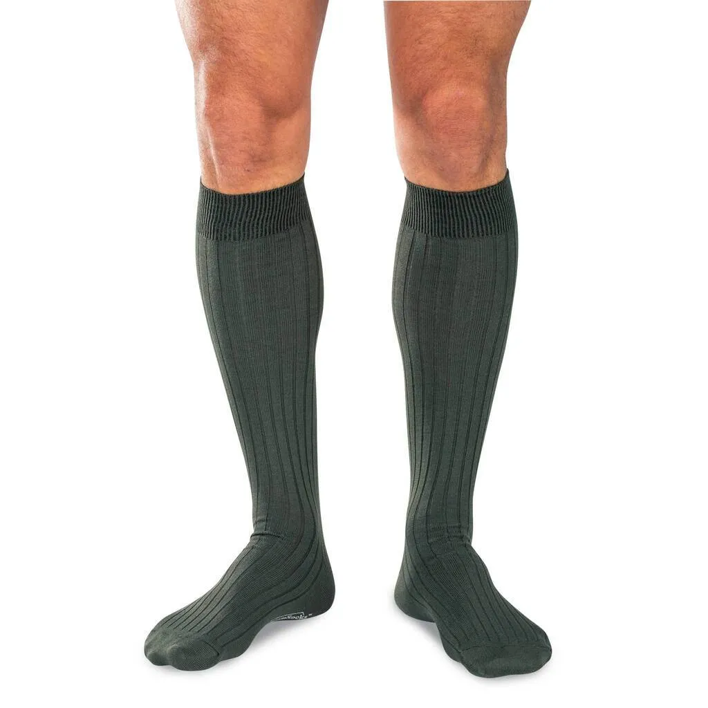Olive Cotton Over the Calf Dress Socks sold by Boardroom Socks