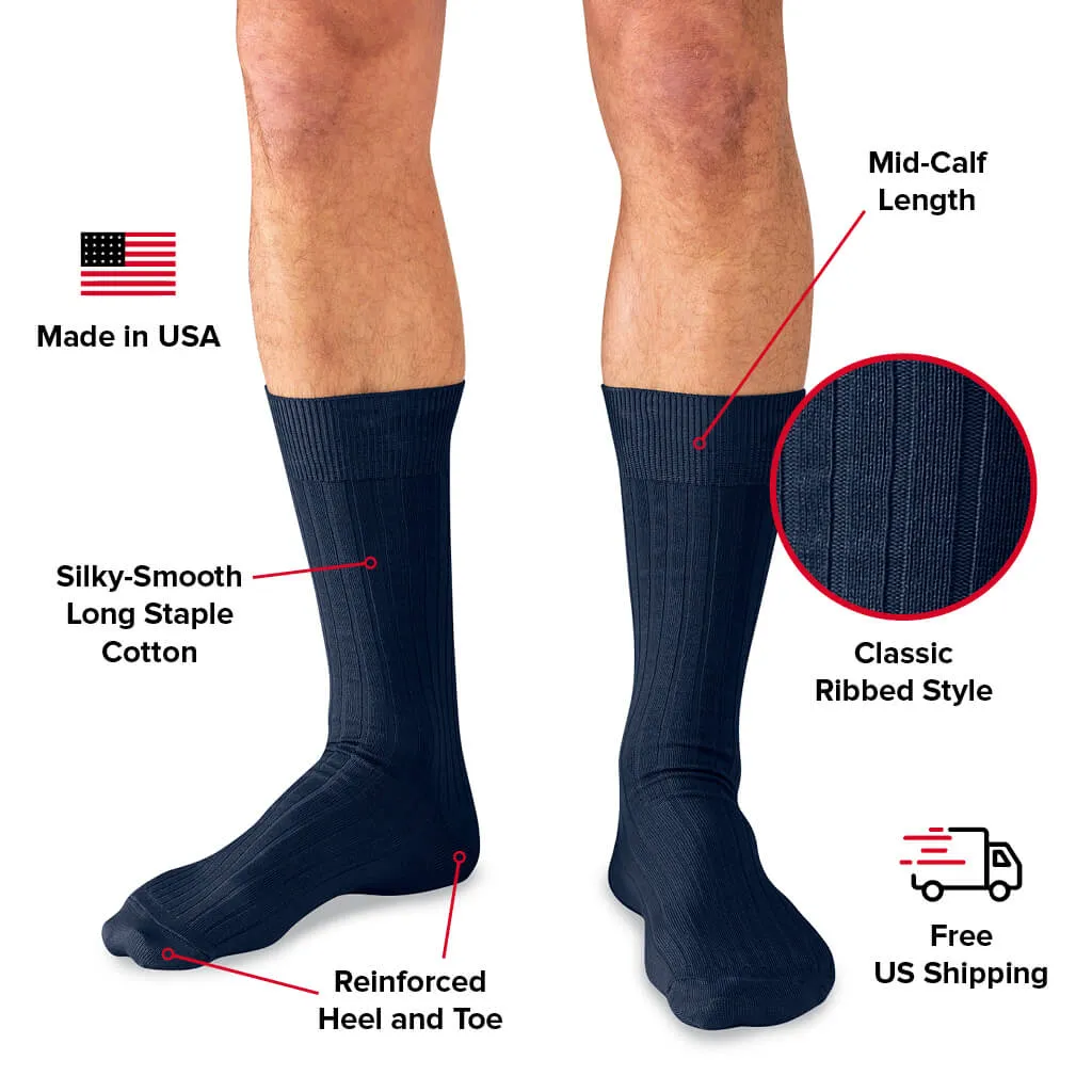 Navy Cotton Mid Calf Dress Socks sold by Boardroom Socks product image thumbnail 3