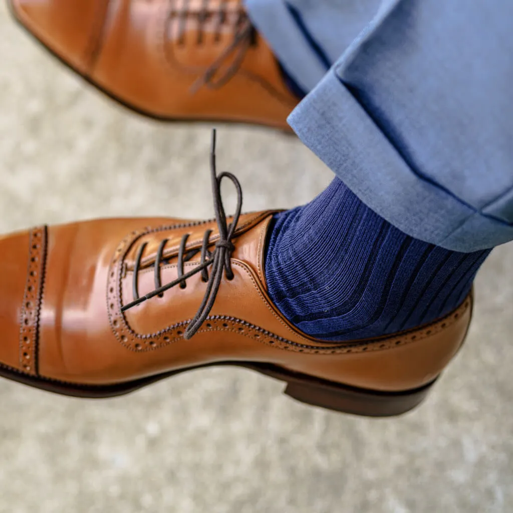 Navy Cotton Mid Calf Dress Socks sold by Boardroom Socks product image thumbnail 2