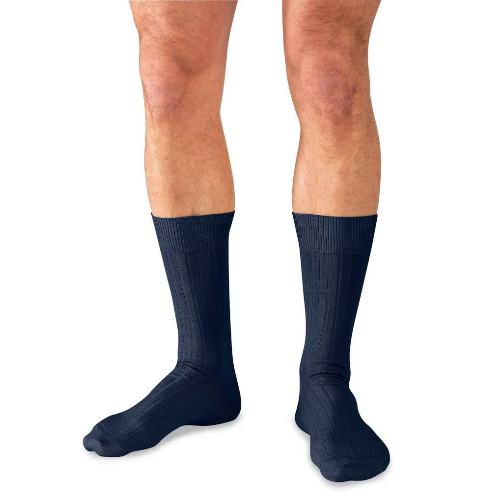 Navy Cotton Mid Calf Dress Socks sold by Boardroom Socks