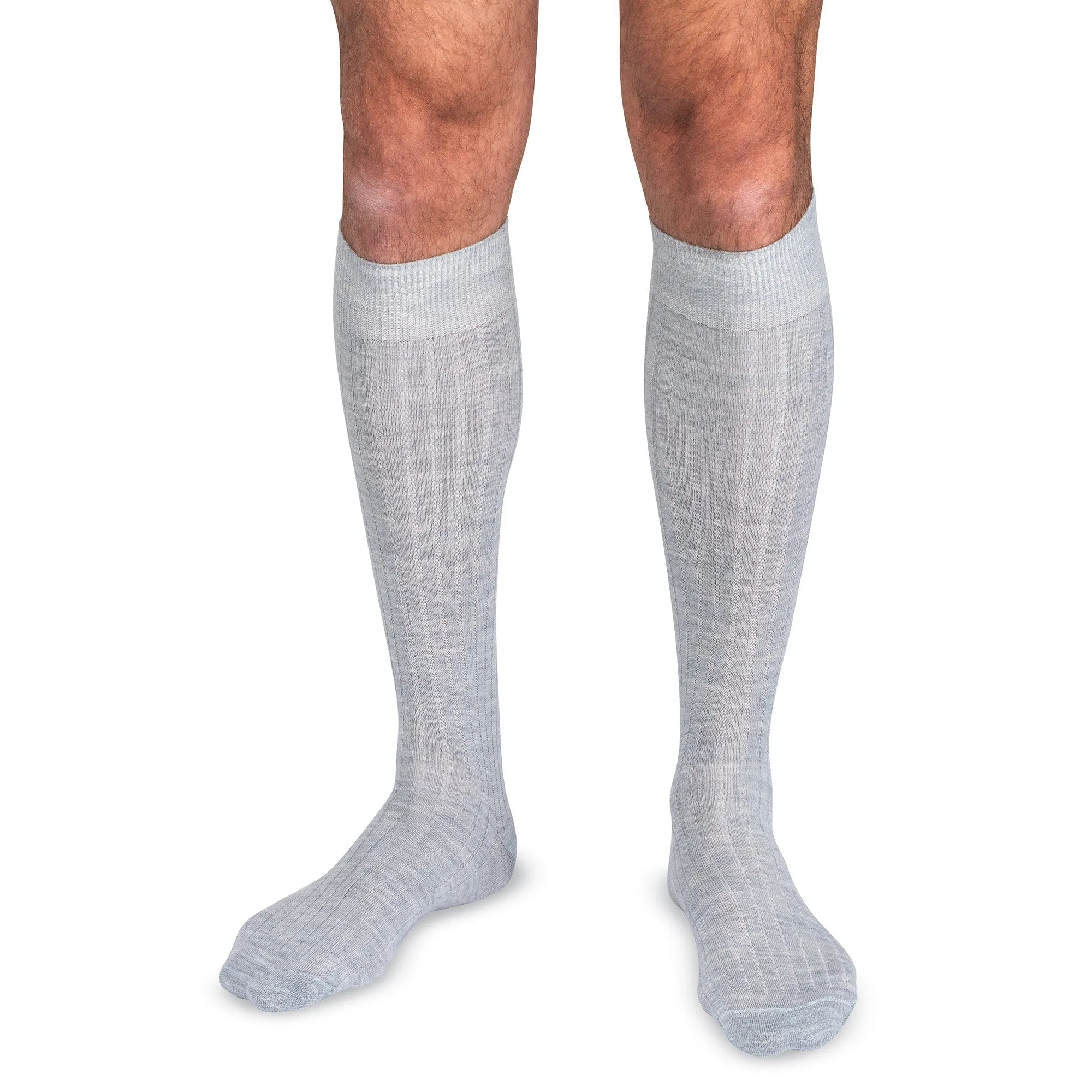 Light Grey Heather Merino Wool Over the Calf Dress Socks sold by Boardroom Socks