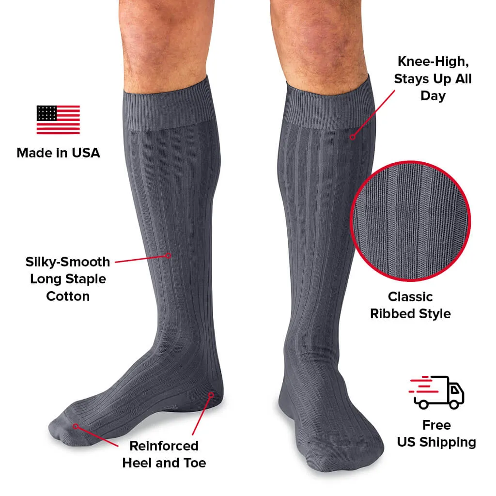 Grey Cotton Over the Calf Dress Socks sold by Boardroom Socks product image thumbnail 3