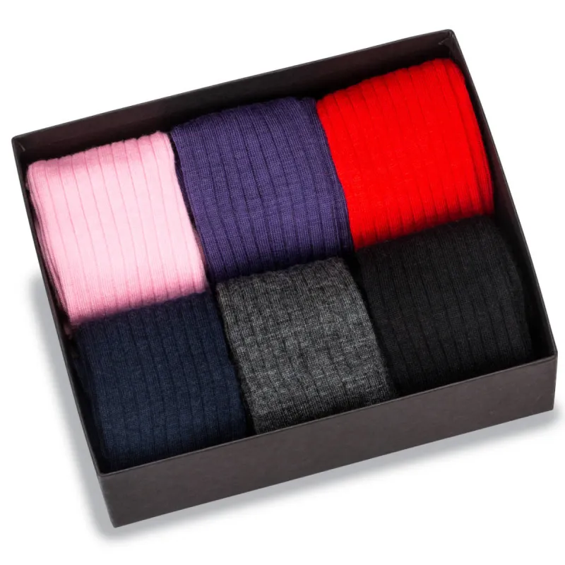 Merino Wool Mid-Calf Dress Socks - 6 Pair Gift Box sold by Boardroom Socks