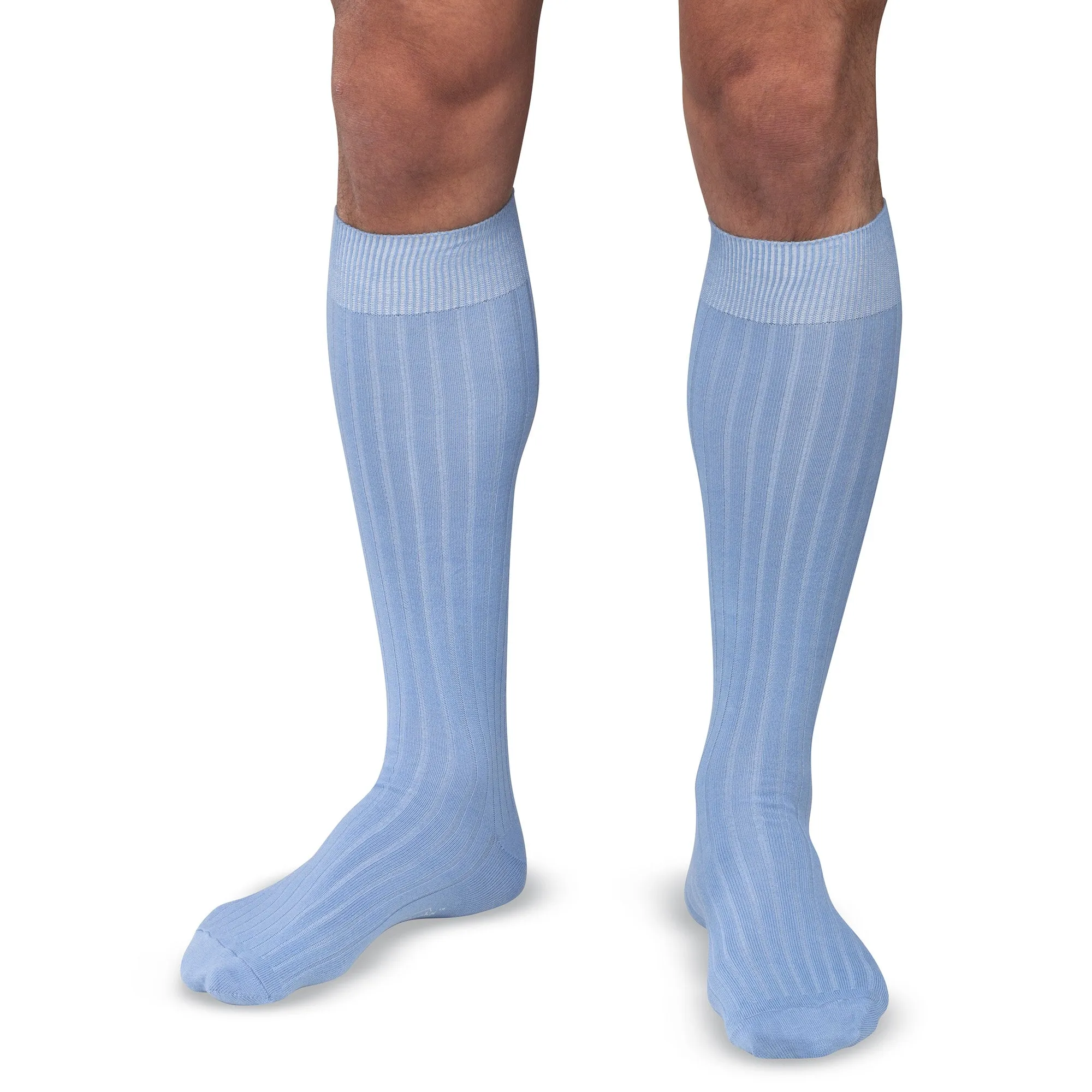 Sky Blue Cotton Over the Calf Dress Socks sold by Boardroom Socks