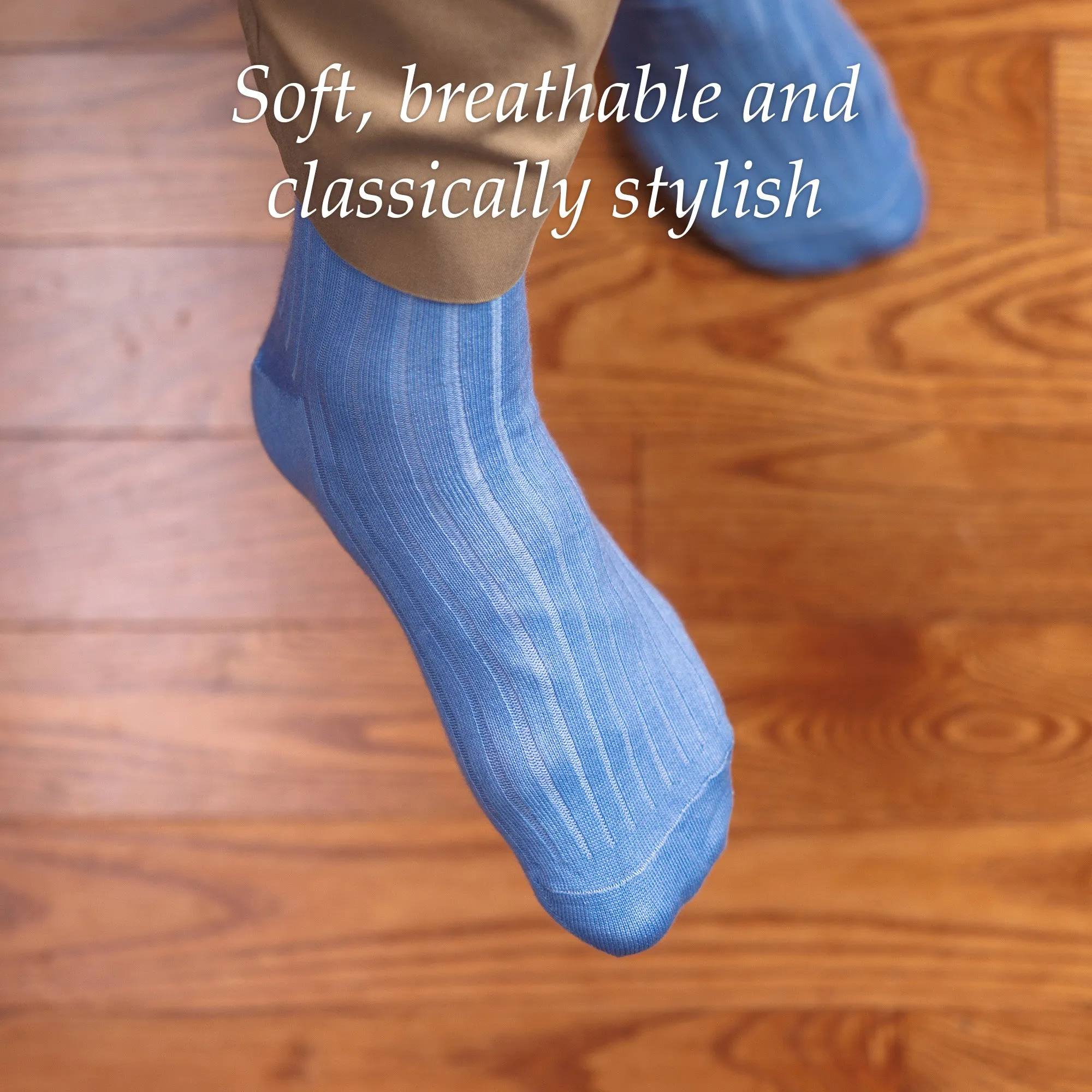 Sky Blue Cotton Over the Calf Dress Socks sold by Boardroom Socks product image thumbnail 5