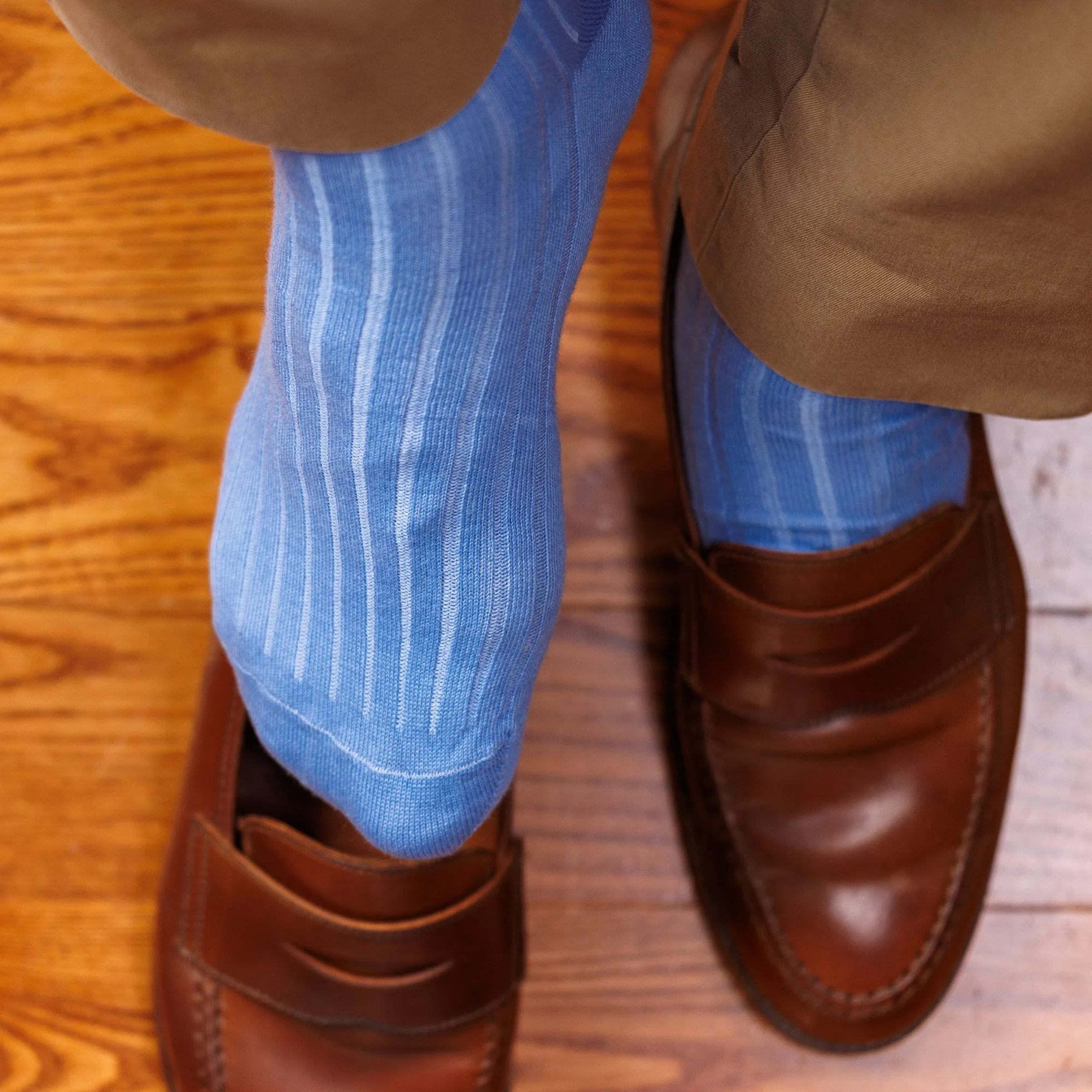 Sky Blue Cotton Over the Calf Dress Socks sold by Boardroom Socks product image thumbnail 2