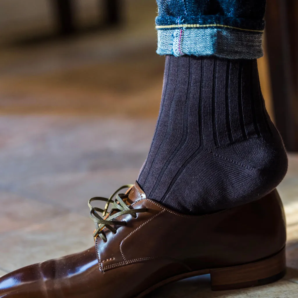 Brown Cotton Mid Calf Dress Socks sold by Boardroom Socks product image thumbnail 3