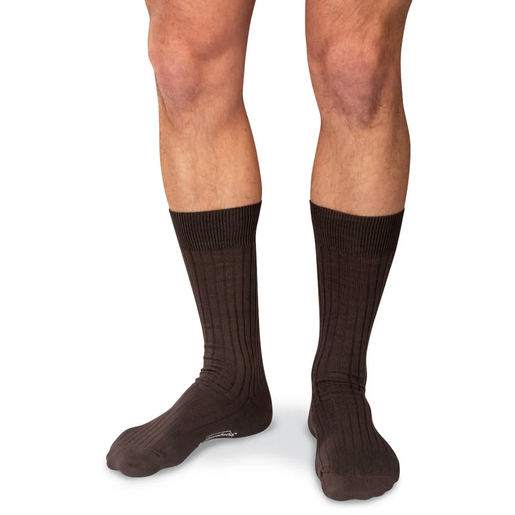Brown Cotton Mid Calf Dress Socks sold by Boardroom Socks